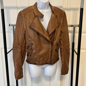 Blu Pepper Brown leather Moto Jacket